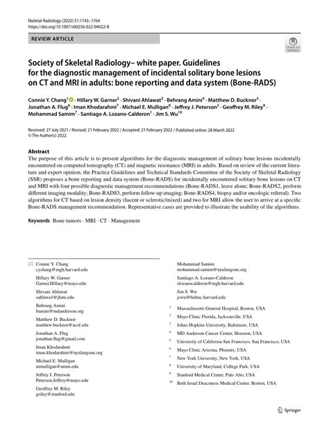Pdf Society Of Skeletal Radiolody White Paper Guidelines For The Diagnostic Management Of