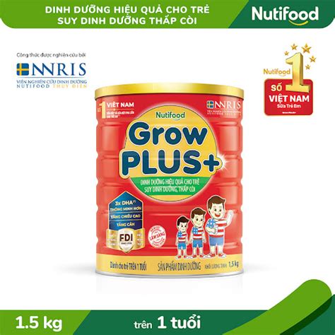 sữa bột nutifood growplus suy dinh dưỡng trên 1 tuổi 1 5kg vnshop vn