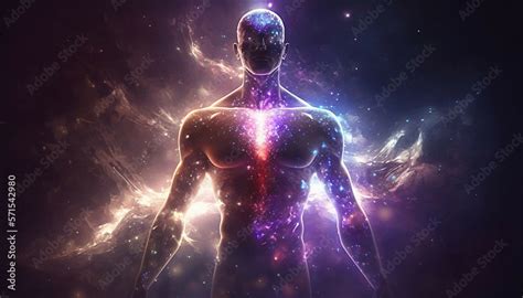 Universe Meta Human God Spirit Silhouette On Galaxy Space Background