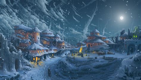 Maybe you would like to learn more about one of these? Zhivotpis art snow cold snow drifts houses windows light road night moon winter fantasy ...