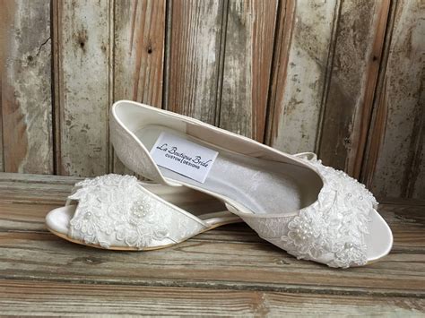 bridal ballet flat shoe open toe satin and lace covered flat etsy bridal ballet flats hand