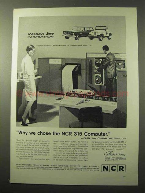 1964 Ncr 315 Computer Ad Kaiser Jeep Corporation Cb0728