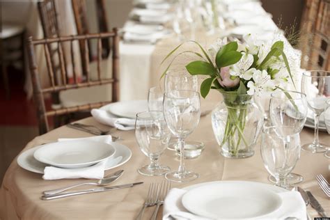 Set The Dinner Table And Place Settings On Elegant Dining Table