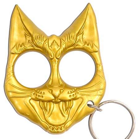 Self defense tips self defense weapons home defense krav maga cat self defense keychain cat keychain how to defend yourself personal safety personal care. Self Defense Evil Cat Keychain Gold