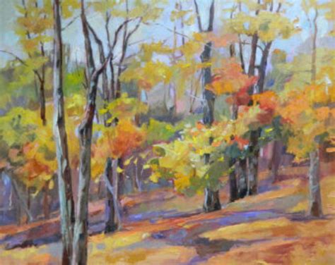 Autumn Oil Painting Fall Trees Impressionism Misty Road Art Deco Oil