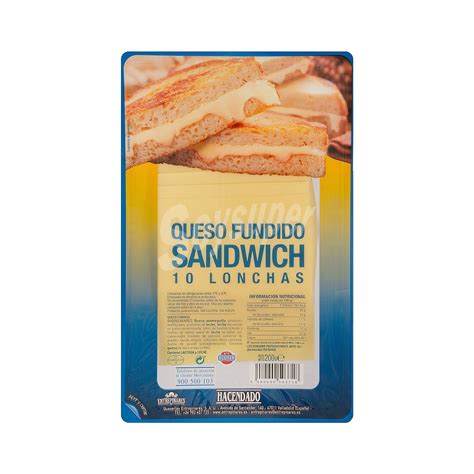 Hacendado Queso Lonchas Fundido Sandwich Paquete 200 G