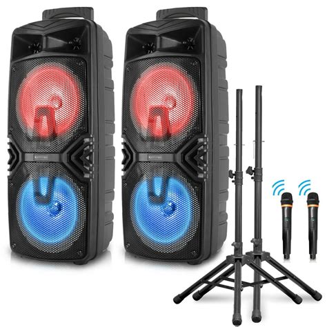Pack Of 2technical Pro 1000 Watts Rechargeable Dj Bluetooth Stage