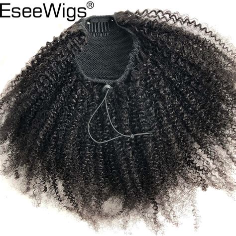 Eseewigs Afro Kinky Curly Ponytail For Women Natural Color Remy Hair 1