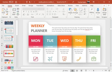 Weekly Planner Template For Powerpoint Fppt