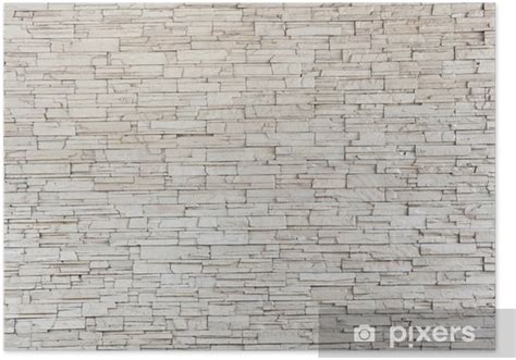 Poster White Stone Tile Texture Brick Wall Pixersuk
