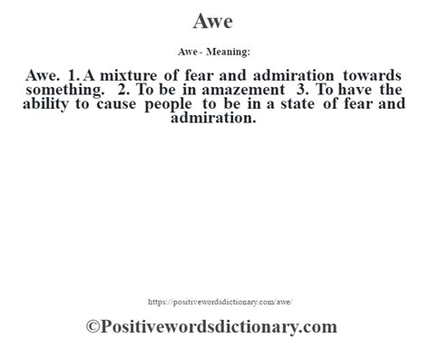 Awe Definition Awe Meaning Positive Words Dictionary In 2021