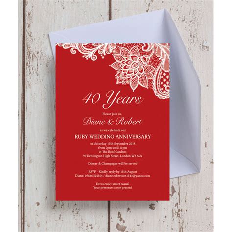 40th Wedding Invitations