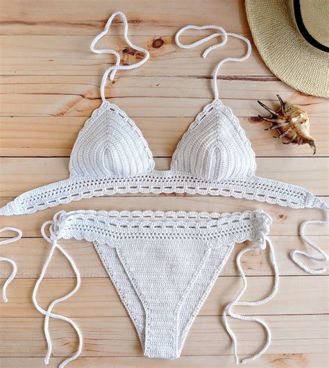 White Crochet Bathing Suit Carambola Crochet Bikini Set Etsy