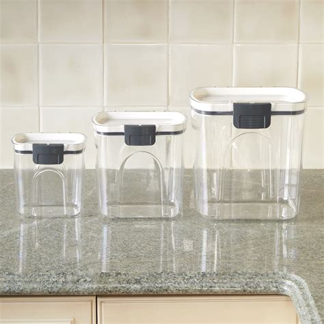Air Tight Locking Lid Plastic Canisters For Food Storage Set Of 3 Ebay