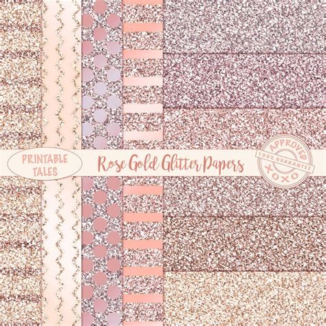 Gorgeous Glamorous Rose Gold Glitter Paper Pack With Four Lovely Design