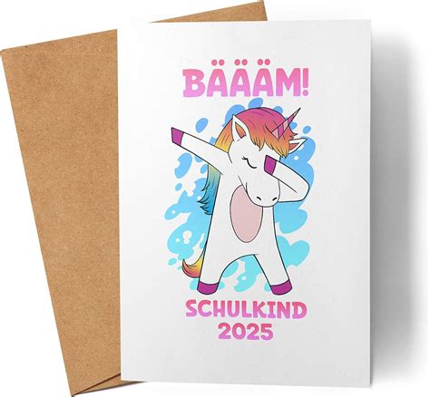 Schulkind 2025 Karte Einschulung Mädchen Einhorn Dab Schulanfang Schule Einschulungskarte