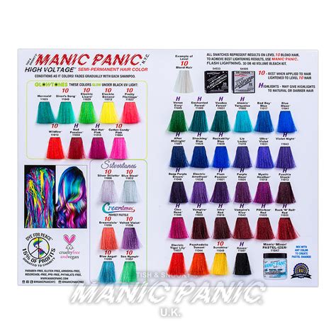 Hair Dye Colour Swatch Chart Display Board Manic Panic Uk