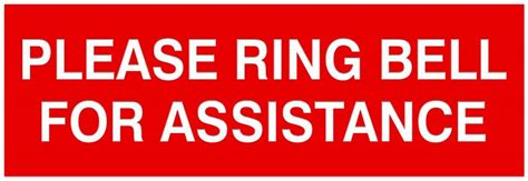 Please Ring Bell For Assistance Sign Red Small Office