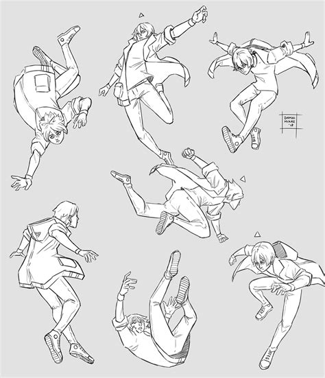 Anime Drawing Falling Pose Reference