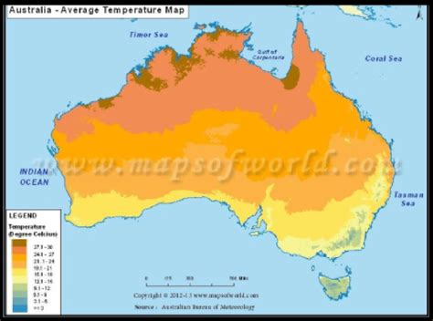 Average Temperature Map Of Australia Source Maps Of World 2012