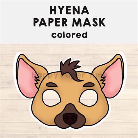 Hyena Paper Mask Printable African Animal Costume Craft Activity Safari