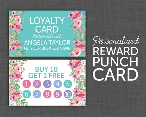punch card card floral punch card floral business card
