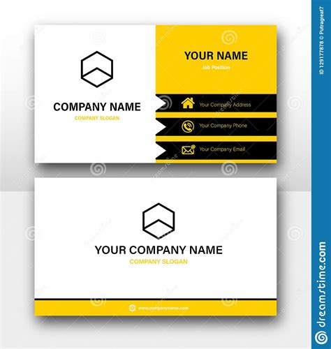 Minimalist Corporate Yellow Business Card Design Vectors Template Stock