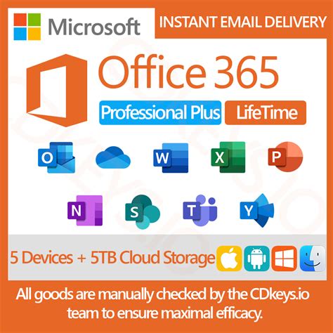 Microsoft Office 365 Professional Plus For 5 Devices Lifetime Pc Mac