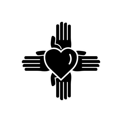 Four Hands Icon With Heart Charity Symbol Donation Humanity