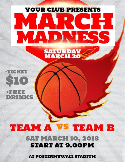 Simplistic March Madness Custom Flyer Template Click To Customize