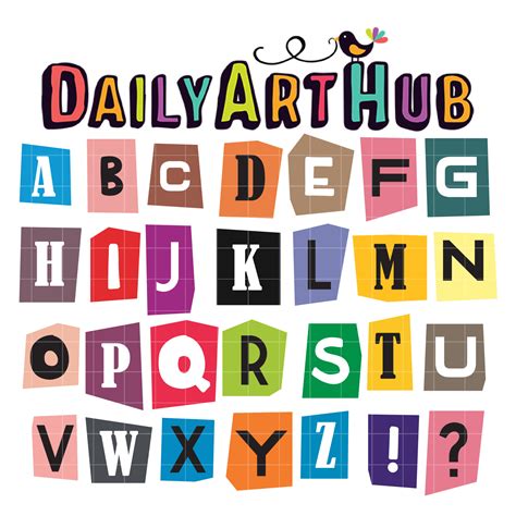 Alphabet Stickers Of Magazines Clip Art Set Daily Art Hub Graphics