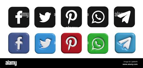 Logo Set Für Soziale Medien Symbole Für Social Media 3d 3d Vektor