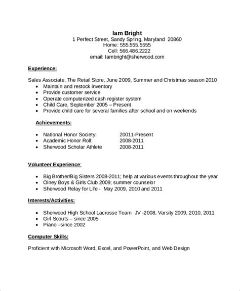 Cv Template For High School Students