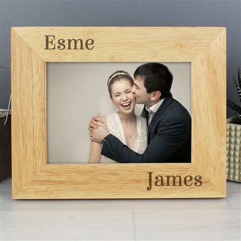 Personalised Couples 7x5 Landscape Wooden Photo Frame Wooden Photo