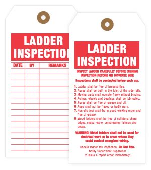 Ladder Inspection Tag Printed Tags