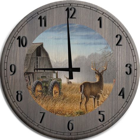 Illustrated Deer Wall Clock Farmhouse Kitchen Decor Etsy
