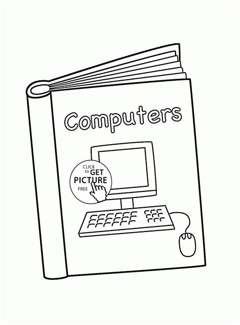 School Book Computers Coloring Page For Kids Back To School Coloring