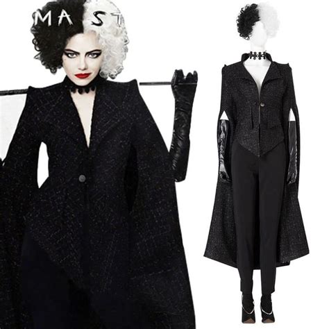 Cruella Cosplay 2021 Cruella Devil Emma Stone Costumes Wigs Outfit Cruella Movies Outfit