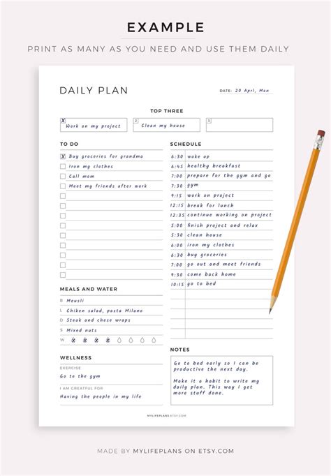 Daily Schedule Printable Daily Planner Fillable Daily To Do Etsy