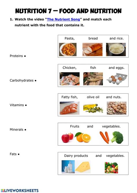 These worksheets will discuss many things that we should be aware of to maintain a safe and healthy environment for our bodies. NUTRITION 7 - Food and nutrition worksheet