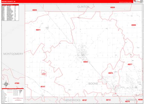 Boone County In Zip Code Wall Map Red Line Style By Marketmaps Mapsales