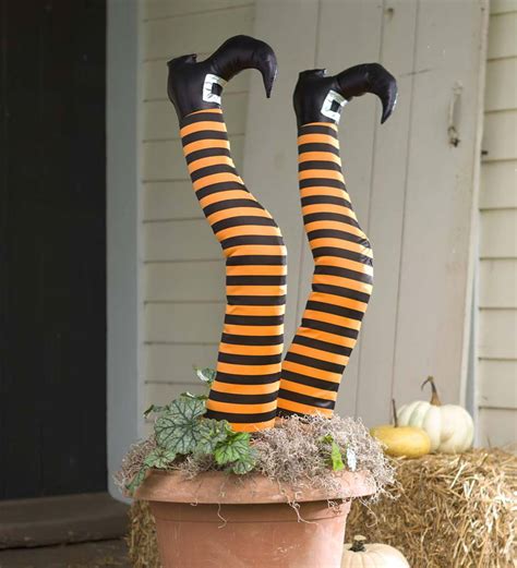 Halloween Witch Leg Stakes Set Of 2 Halloween Decorations Plowhearth