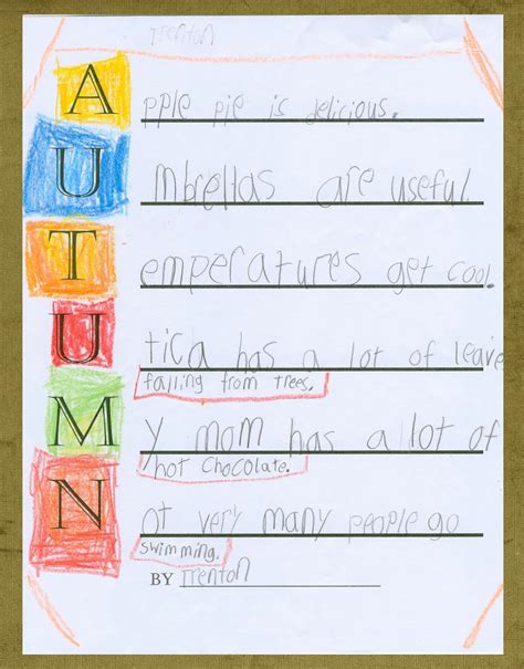 Third Grade Stars Autumn Acrostic Poems