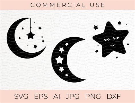 Moon And Stars Svg Files For Cricut Star Svg Png Eps Etsy Australia