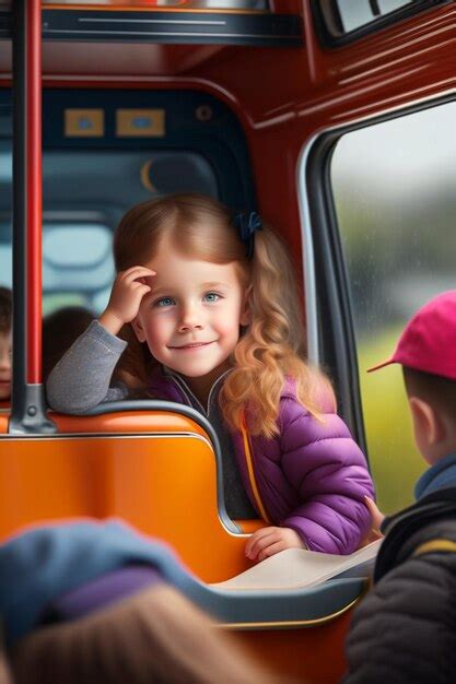 Premium Ai Image Back To School Journey Little Girl On The School Bus