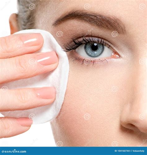 Girl Removes Makeup Cotton Ball From Face Stock Photo Image Of Skin