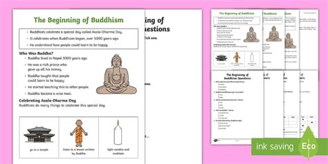 Beginning Of Buddhism Reading Comprehension Ks1 Twinkl