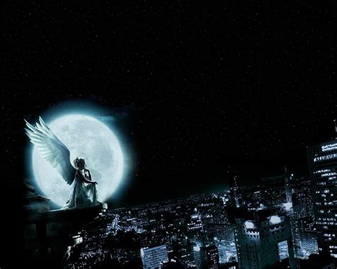 Wallpaper Fantasy Art City Night Angel Earth Moon Moonlight