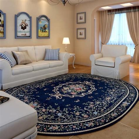 European Pastoral Style Oval Carpets For Living Room 2
