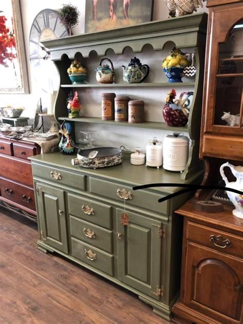 We built our house during the 90's ode to oak era.so all the cupboards, trim, windows and flooring are oak. Olive chalk Paint by Annie Sloan | Apartment kitchen, Painted furniture for sale, Furniture